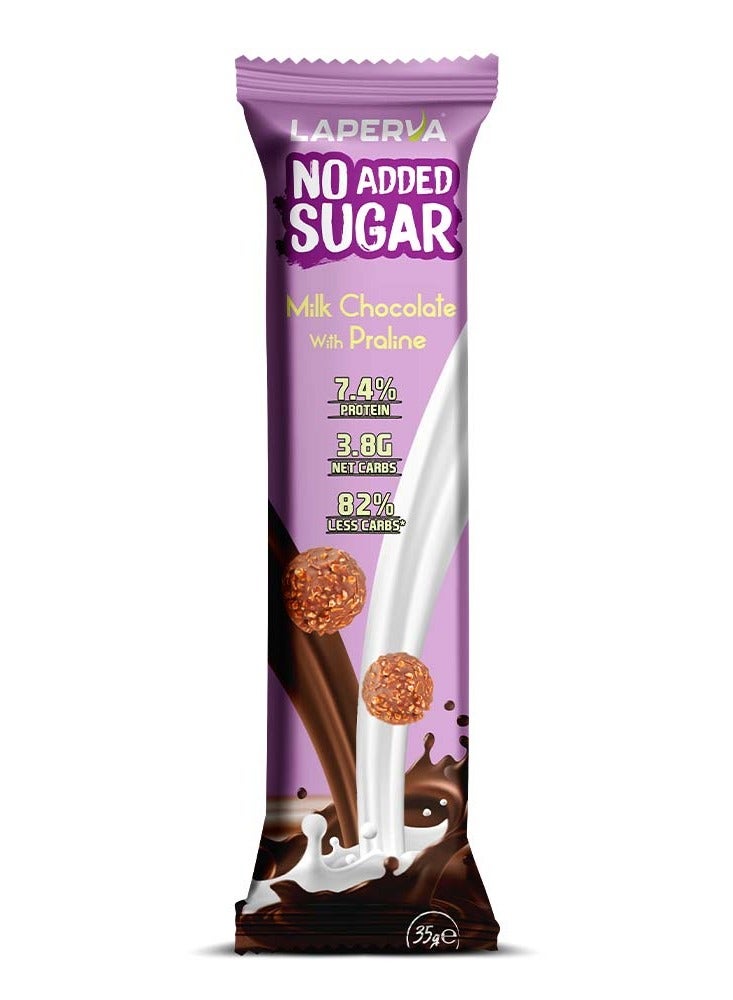 Laperva No Added Sugar Chocolate Bar, Milk Chocolate With Praline, 35 gm